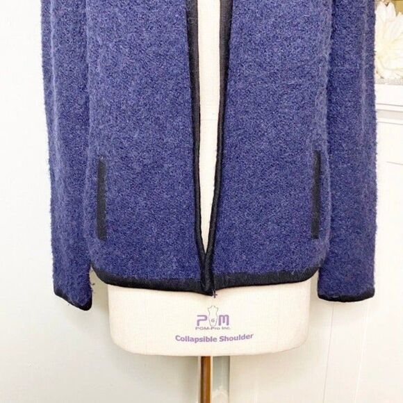 Boden Navy & Black Boucle Sweater Jacket Cozy Winter Casual Wear Size 10 - Picture 4 of 9